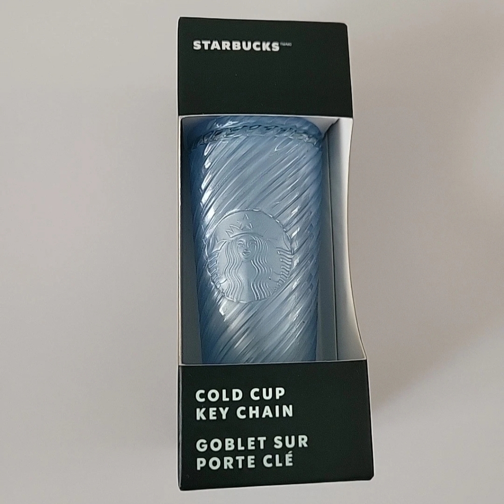 Brand New Starbucks Cold Cup Key Chain 2024 Blue Clear Swirl Mini Tumblr Sealed
